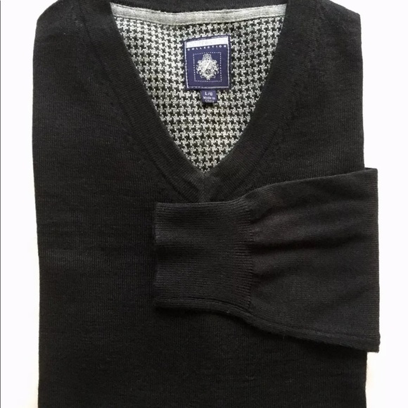 Point Zero Men’s V Neck Sweater Black Large Merino Wool Blend - Picture 9 of 11